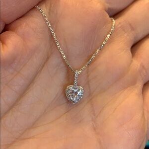 New 7mm Heart CZ Necklace 16โ inches long